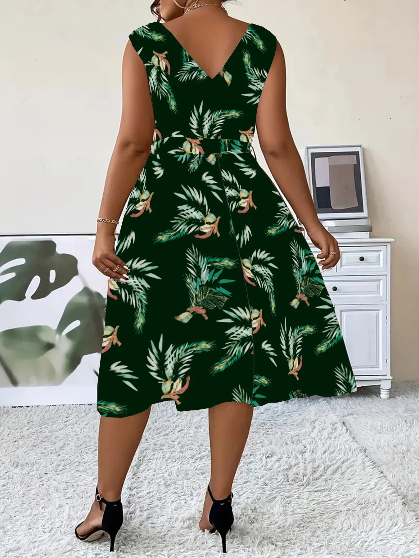 EJVS™ Elegant Women's Printed Work Dress