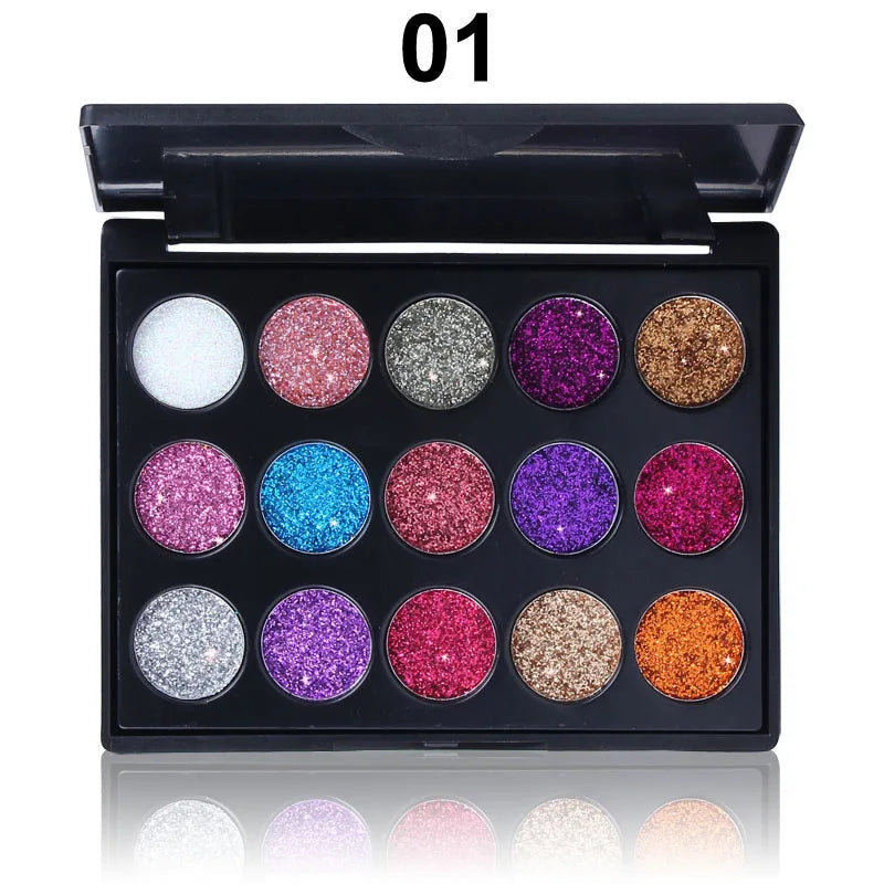 EJVS™ 15 Colors Glitter Eyeshadow Tray
