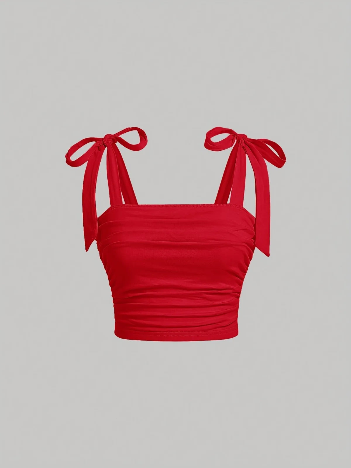 EJVS™ Tie Shoulder Ruched Crop Top