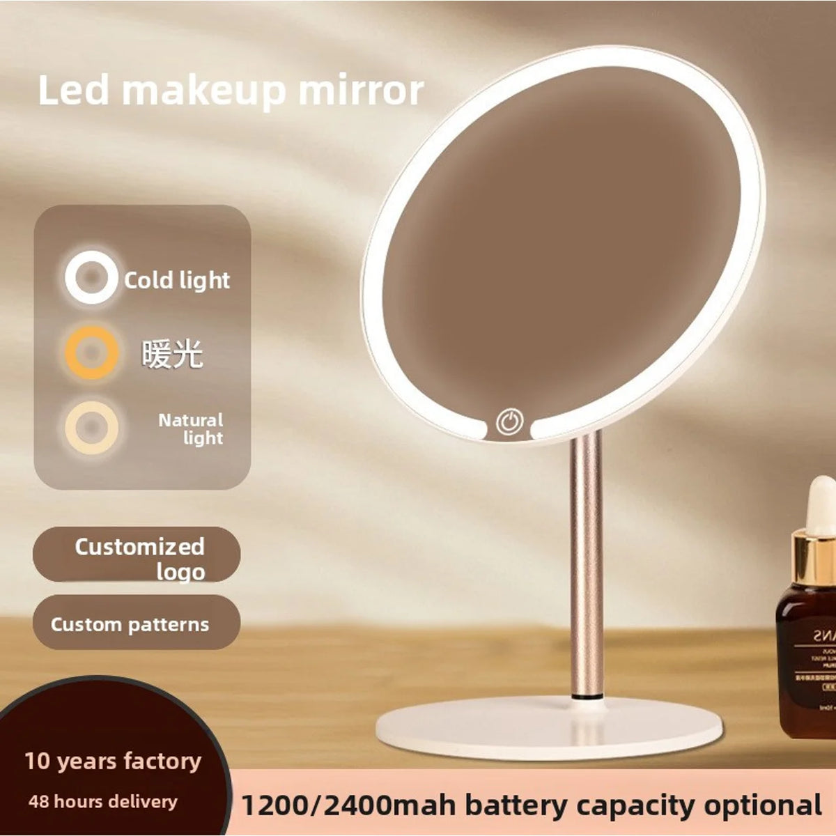 EJVS™ LED Round Desktop Makeup Mirror
