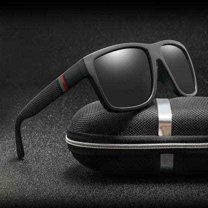EJVS™  Fashion Square Polarized Sunglasses Men Vintage Plastic Male Sun Glasses Women Stylish Black Sport Shades UV400