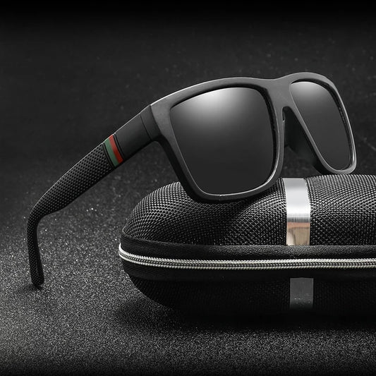 EJVS™  Fashion Square Polarized Sunglasses Men Vintage Plastic Male Sun Glasses Women Stylish Black Sport Shades UV400