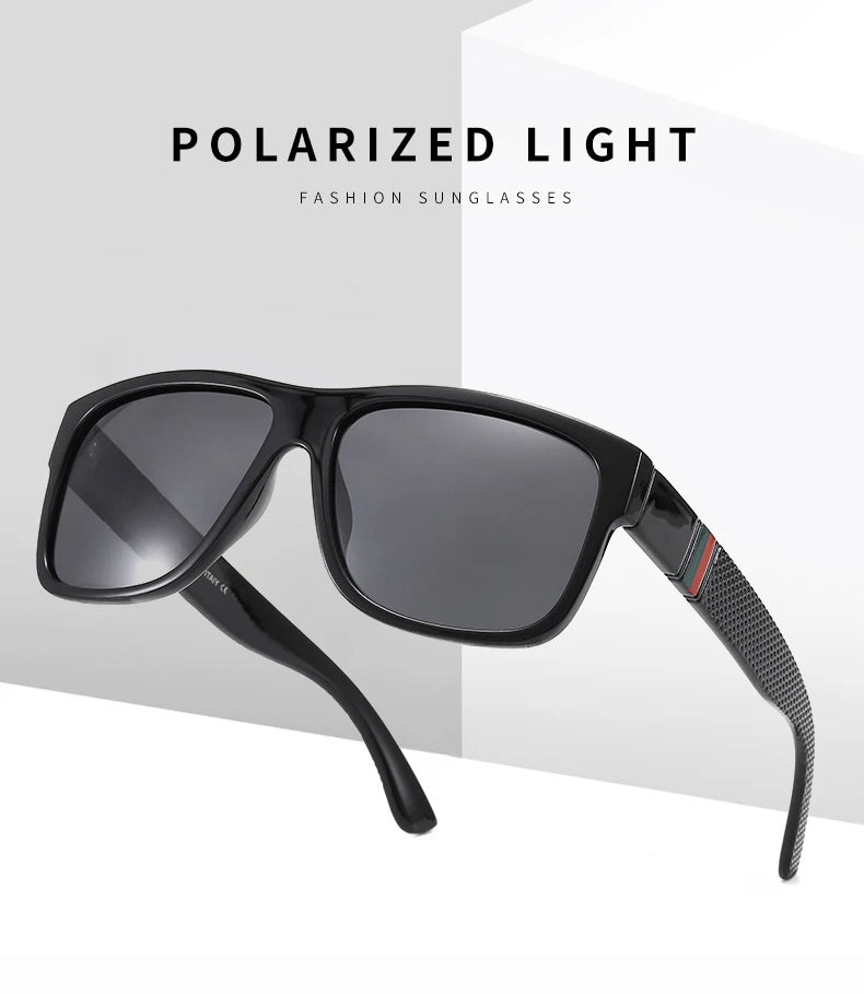 EJVS™  Fashion Square Polarized Sunglasses Men Vintage Plastic Male Sun Glasses Women Stylish Black Sport Shades UV400