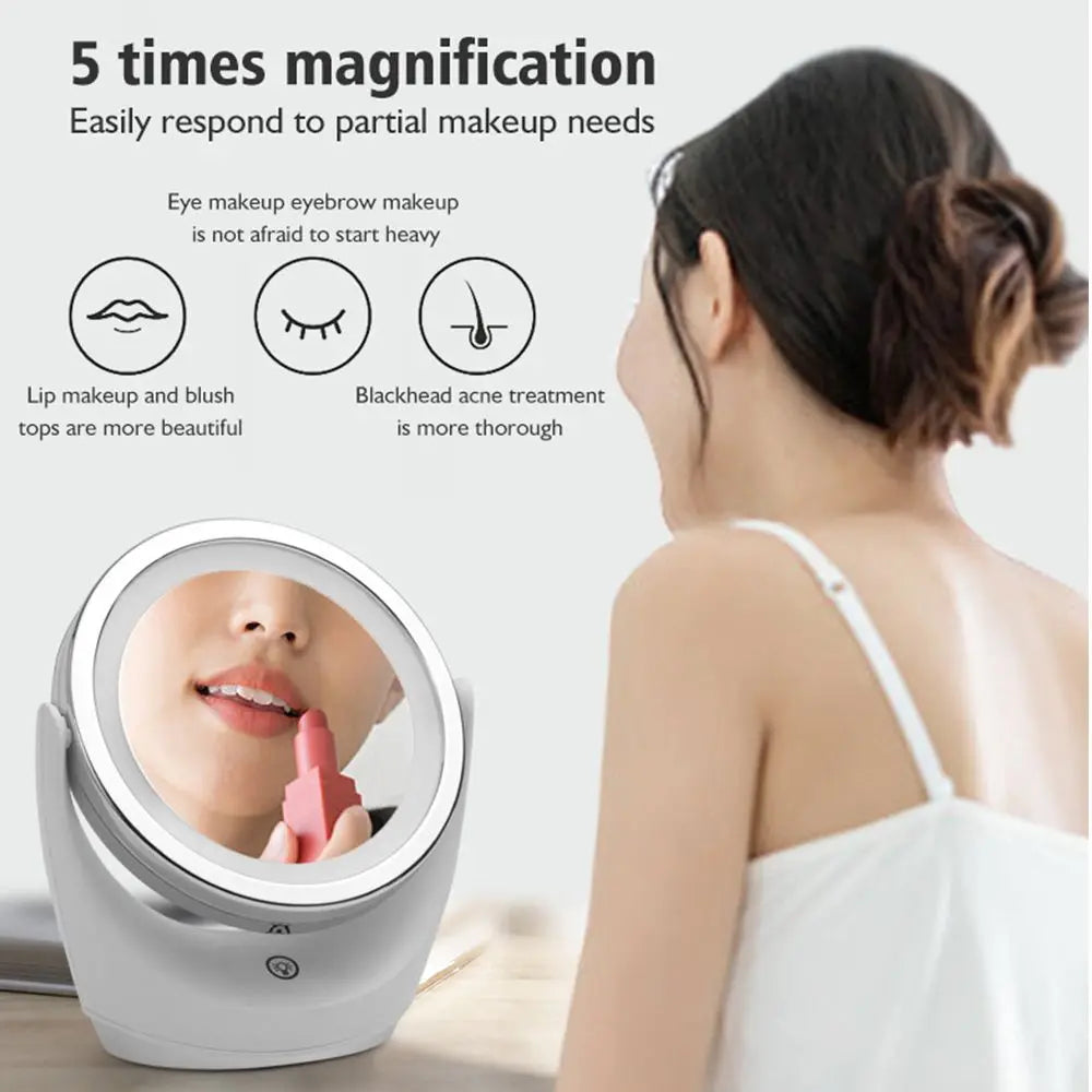 EJVS™  LED Makeup Rotating Mirror 1-5X Magnification