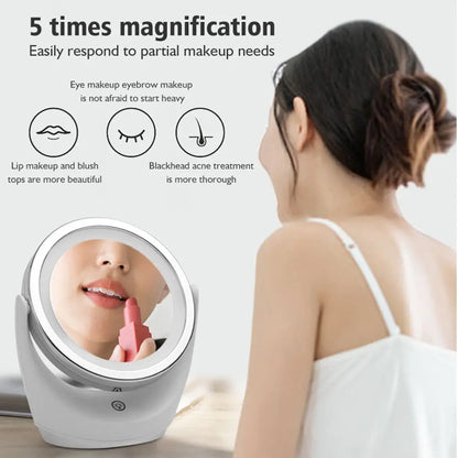 EJVS™  LED Makeup Rotating Mirror 1-5X Magnification