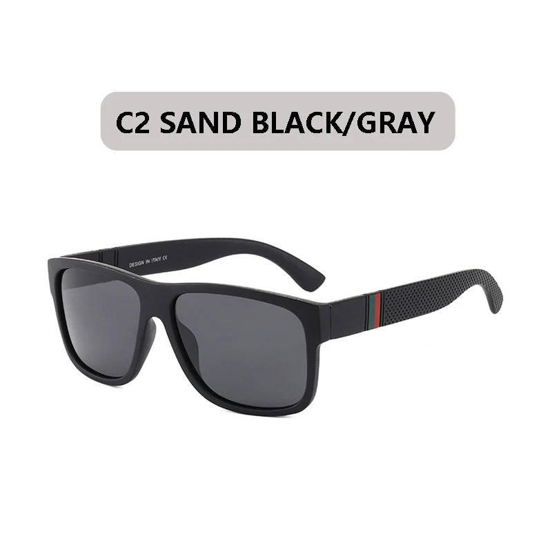 EJVS™  Fashion Square Polarized Sunglasses Men Vintage Plastic Male Sun Glasses Women Stylish Black Sport Shades UV400
