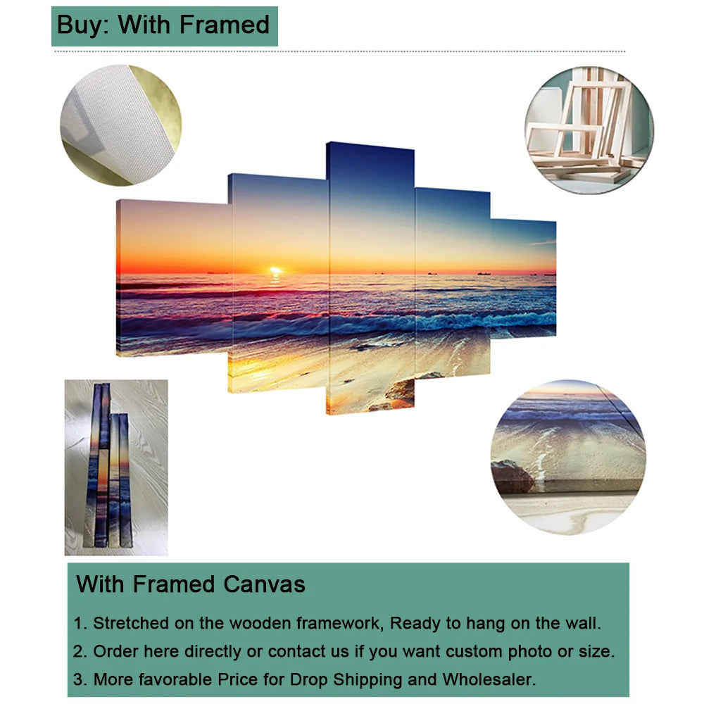 EJVS™  5 Piece Canvas Customized Posters Picture