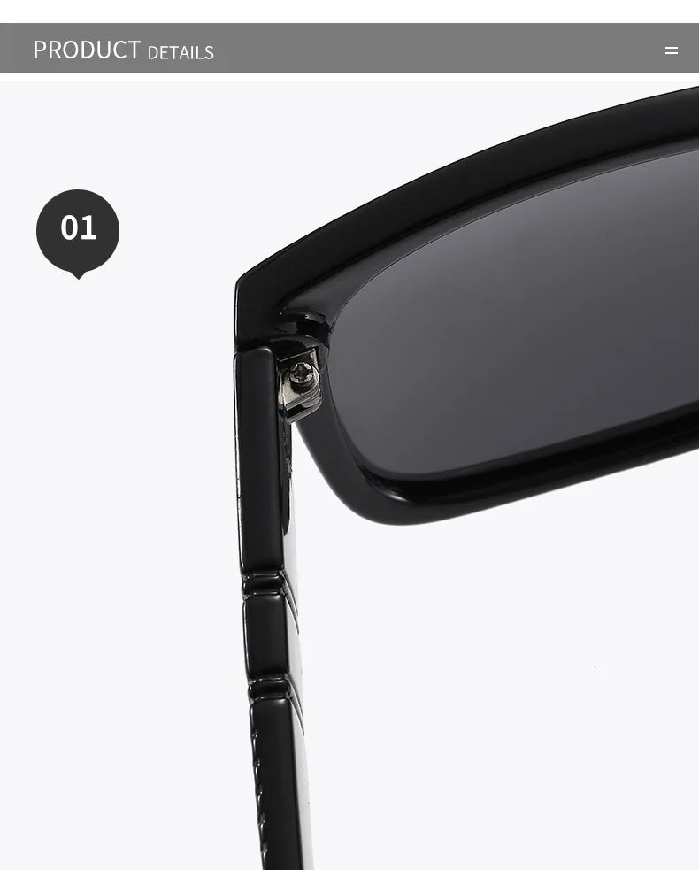 EJVS™  Fashion Square Polarized Sunglasses Men Vintage Plastic Male Sun Glasses Women Stylish Black Sport Shades UV400