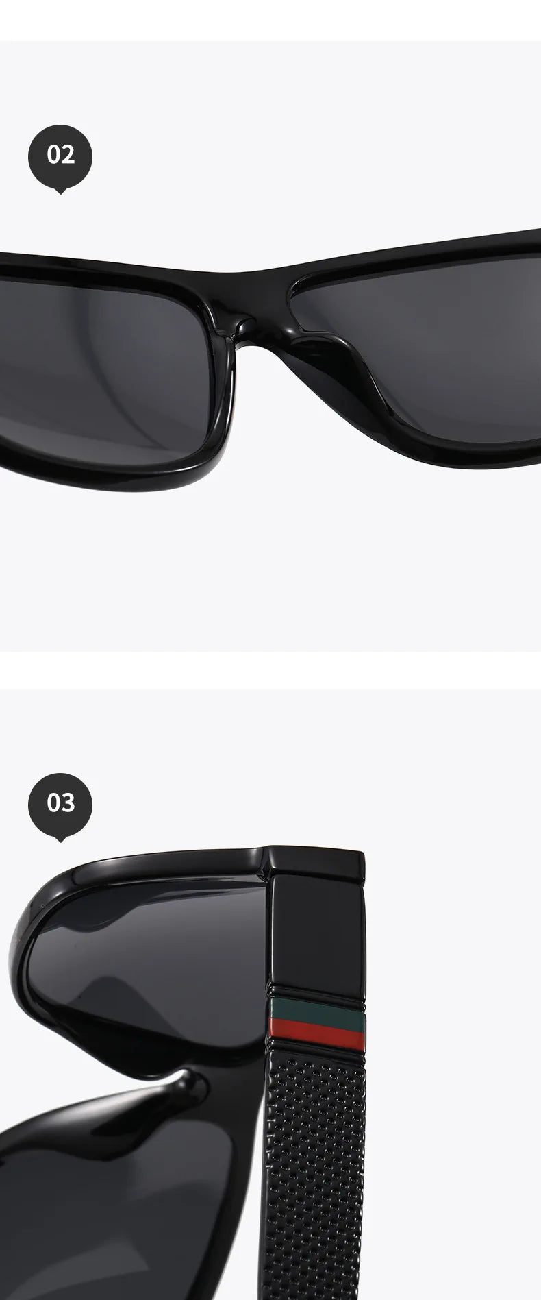 EJVS™  Fashion Square Polarized Sunglasses Men Vintage Plastic Male Sun Glasses Women Stylish Black Sport Shades UV400
