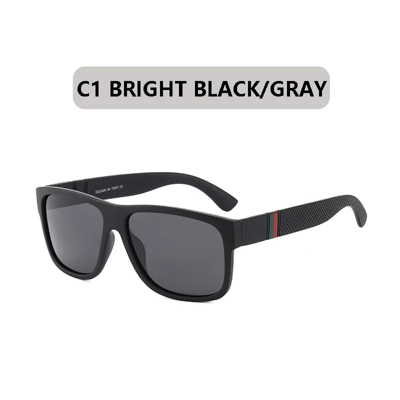 EJVS™  Fashion Square Polarized Sunglasses Men Vintage Plastic Male Sun Glasses Women Stylish Black Sport Shades UV400