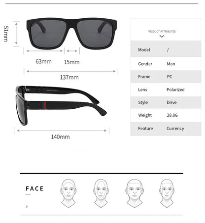 EJVS™  Fashion Square Polarized Sunglasses Men Vintage Plastic Male Sun Glasses Women Stylish Black Sport Shades UV400