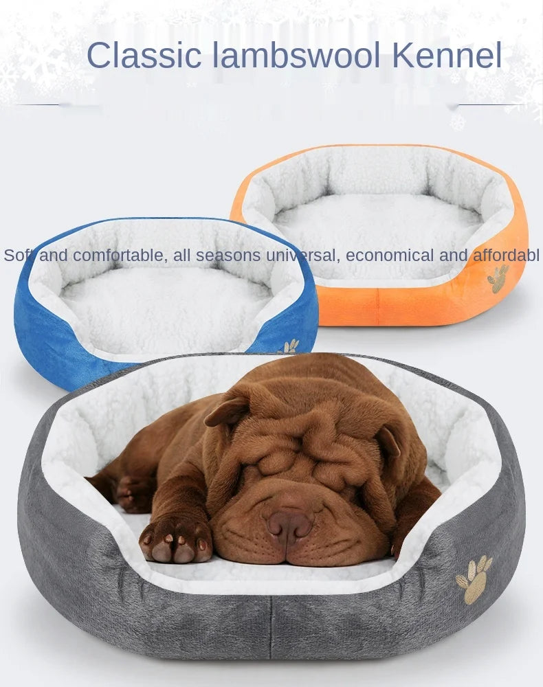 EJVS™  Dog Beds for Large Dogs Cashmere Warming Pet Dog Bed Sofa Lounger Cat Nest Baskets Plush Kennel Bed Comfortable Pet Supplies