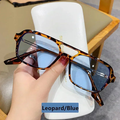EJVS™  Fashion Vintage Square Sunglasses Woman Brand Retro Small Frame Sun Glasses Female Double Bridges Design Oculos De Sol Feminino