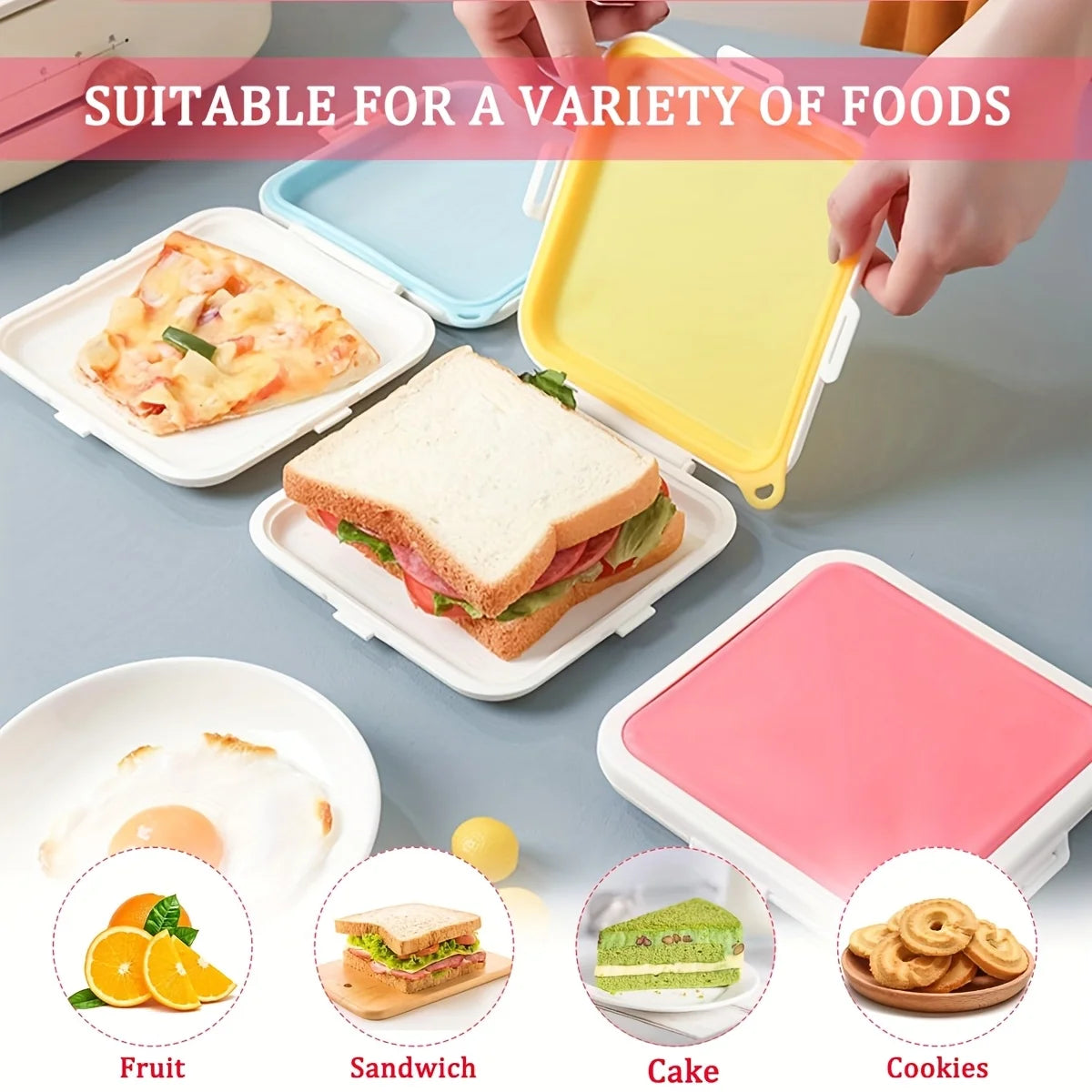 EJVS™ Sandwich Containers Silicone Sandwich Storage Box for Lunch