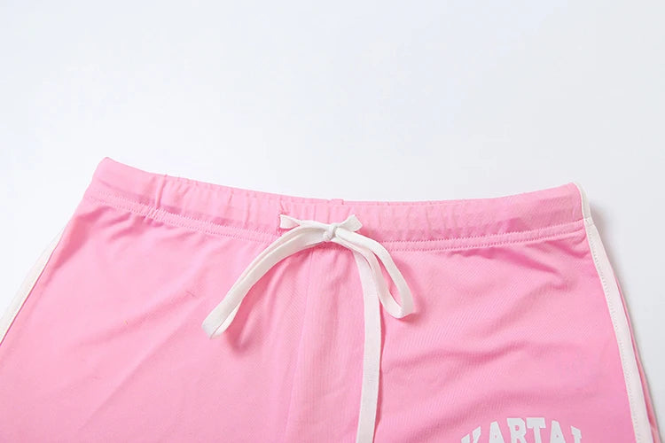 EJVS™  Nibber 2 Piece Tracksuit Letter Print Set - Shorts Sleeve Crop Tops+Biker Shorts