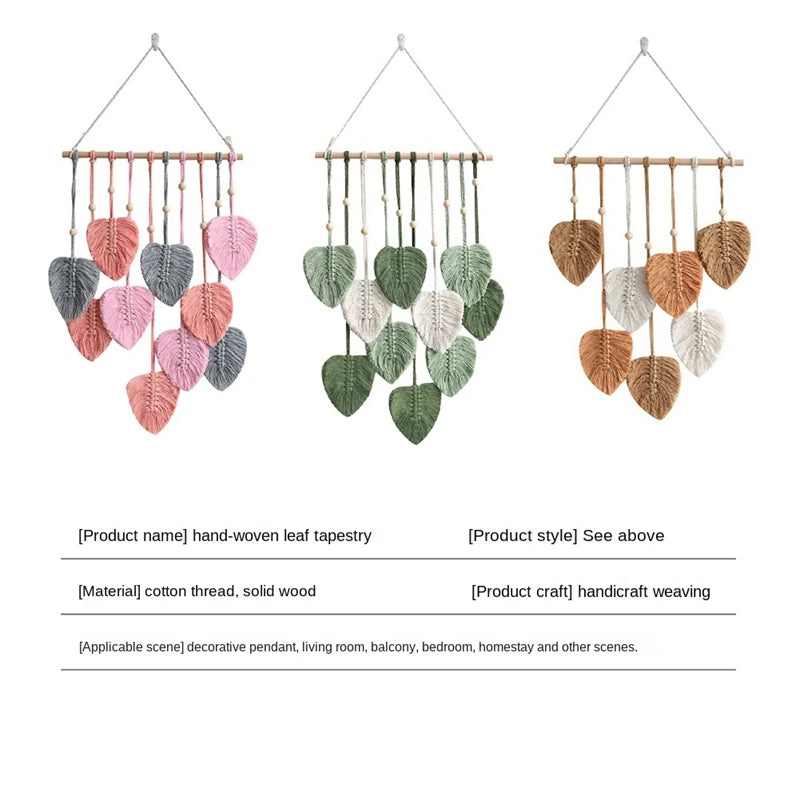 EJVS™ Leaf Macrame Wall Hanging Boho Woven