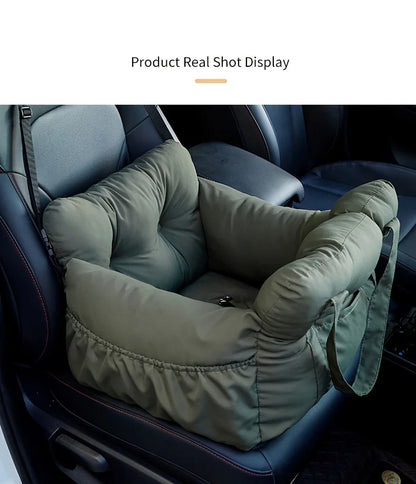 EJVS™  Dog Car Bed/Seat with Safety Belt - Non-Slip Pet Car Bed for Small Dogs, Washable Travel Carrier with Secure Straps for Safe Car