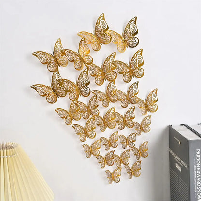 EJVS™ 12-Piece 3D Hollow Butterfly Wall Stickers