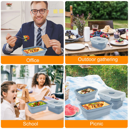 EJVS™ 4-Pack Silicone Food Storage Containers – Microwave & Temperature Resistant