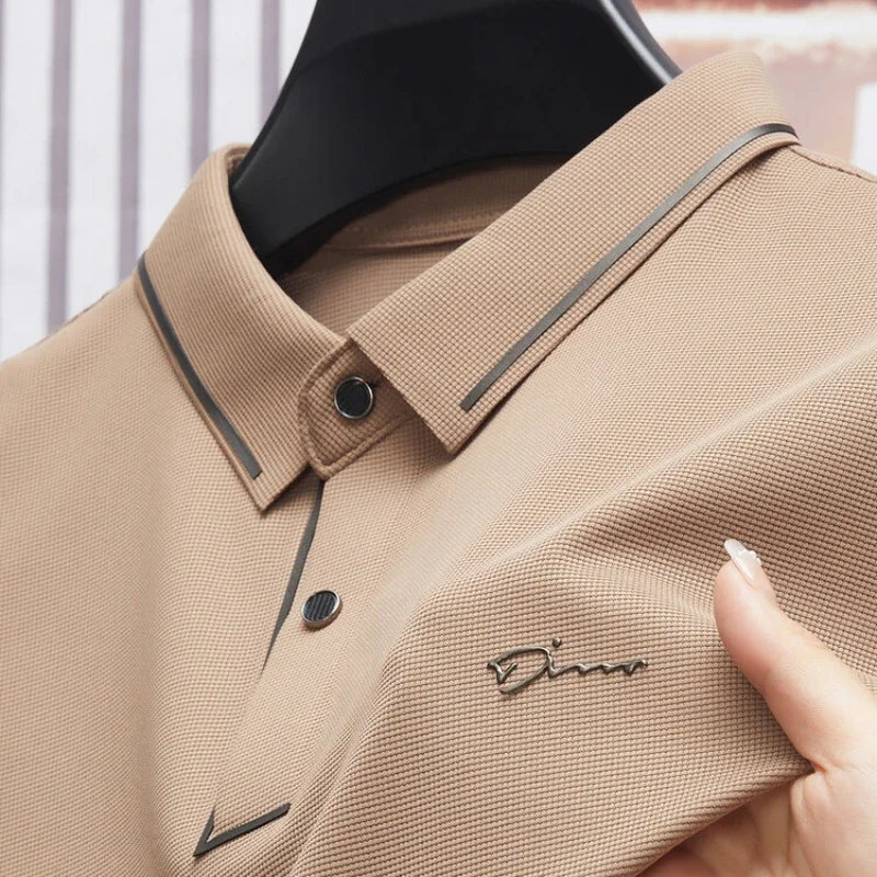 EJVS™  Men's New Polo Shirt Seamless Premium Luxury Cool Fabric Business Casual Golf Slim Fit Blouse Collar T-shirt