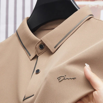 EJVS™  Men's New Polo Shirt Seamless Premium Luxury Cool Fabric Business Casual Golf Slim Fit Blouse Collar T-shirt