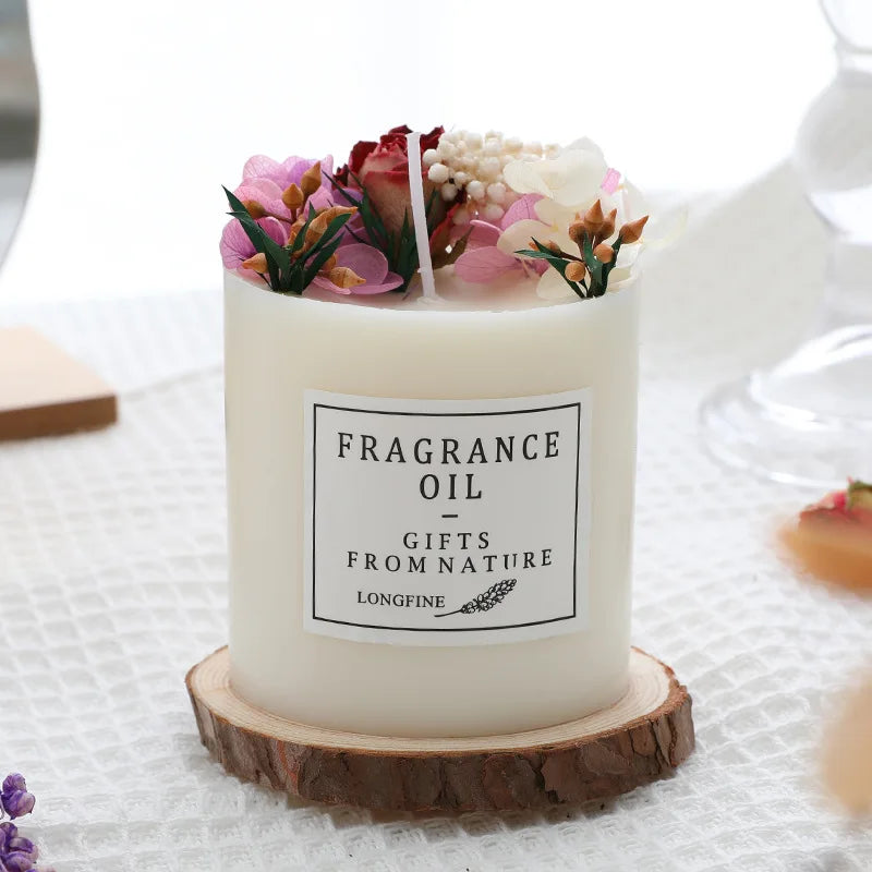 EJVS™ Scented Pillar Candles with Dried Flowers
