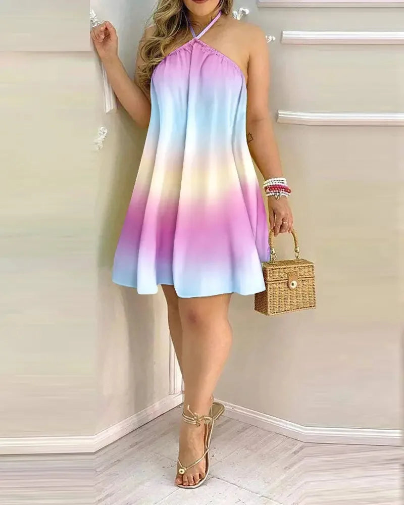 EJVS™ Tropical Print Backless Dress