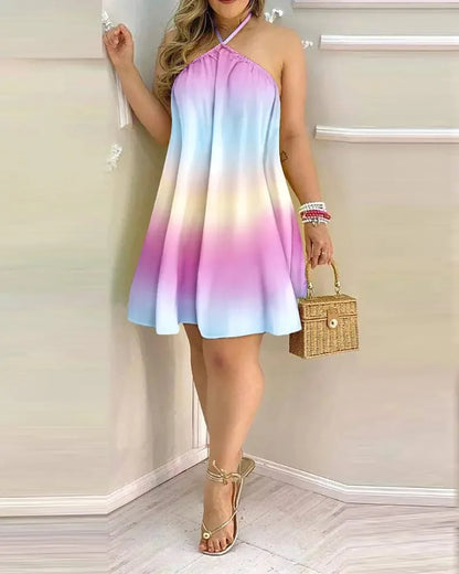 EJVS™ Tropical Print Backless Dress