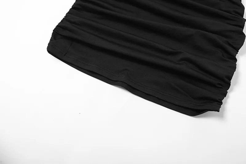 EJVS™  Spaghetti Strap Bodycon Backless Folds Wrap Hip Dress