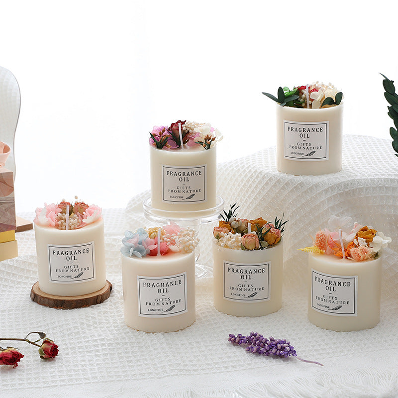EJVS™ Scented Pillar Candles with Dried Flowers