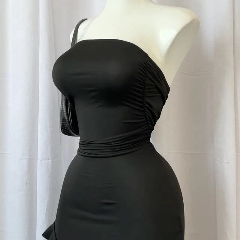 EJVS™  Strapless High Slit Vestidos Mini Dress