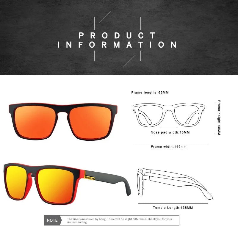 EJVS™  Fashion Square Vintage Polarized Sunglasses Men Women Retro Driving Fishing Luxury Brand Designer Sun Glasses UV400 Eyewear