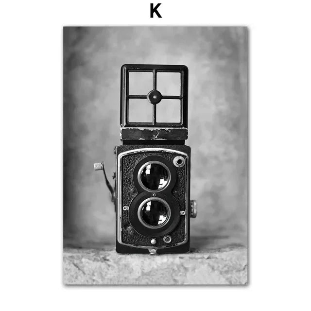 EJVS™ Vintage Europe Camera & Car Canvas Wall Art