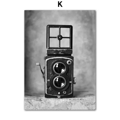 EJVS™ Vintage Europe Camera & Car Canvas Wall Art