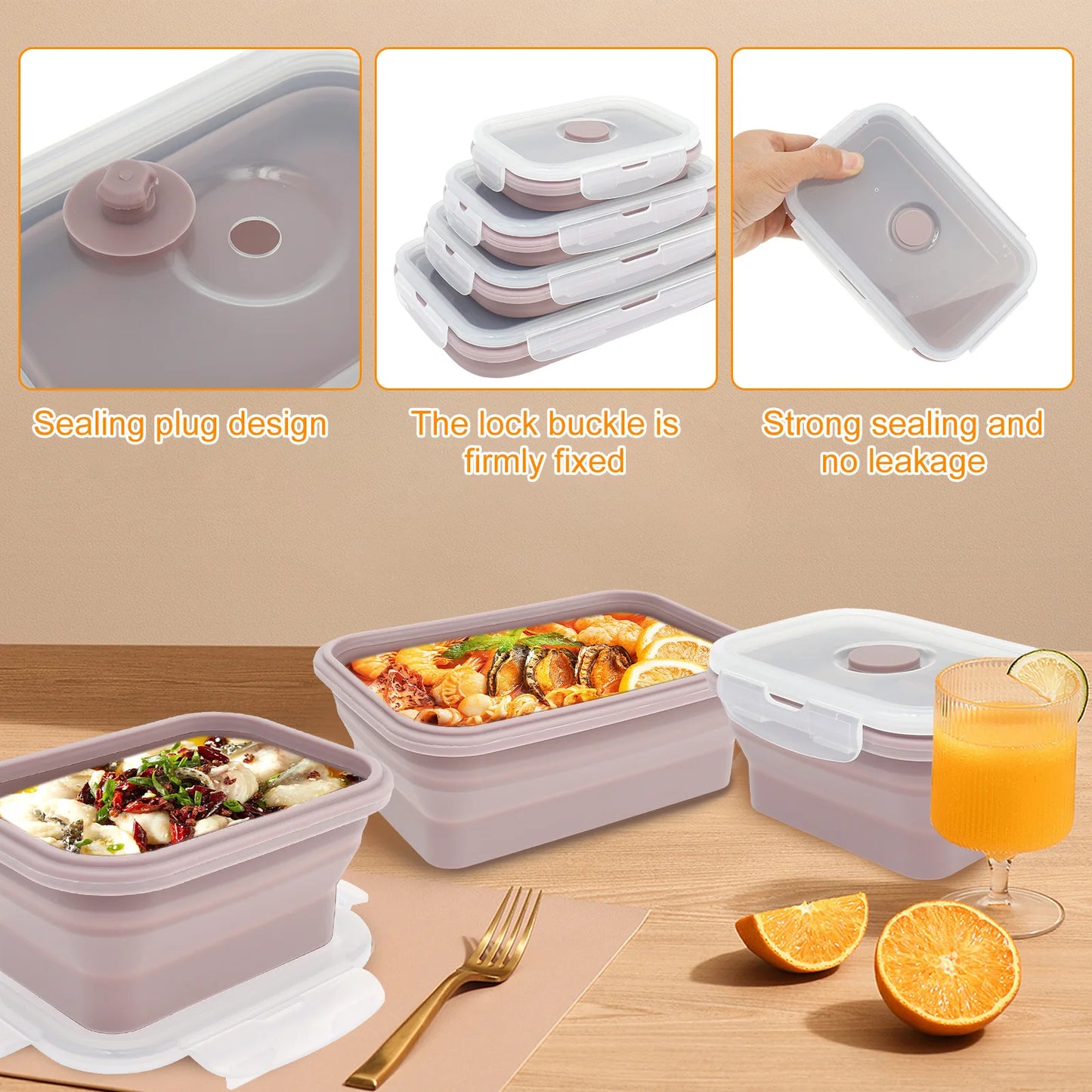 EJVS™ 4-Pack Silicone Food Storage Containers – Microwave & Temperature Resistant