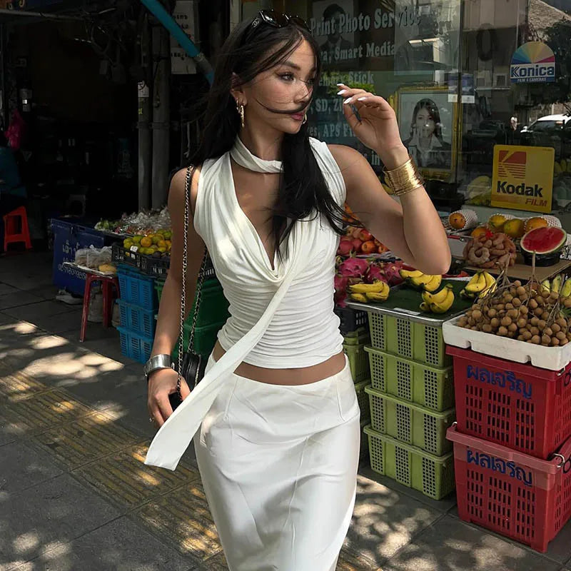 EJVS™  Women Sexy Sleeveless V-Neck Lady Top Fashion Bandage