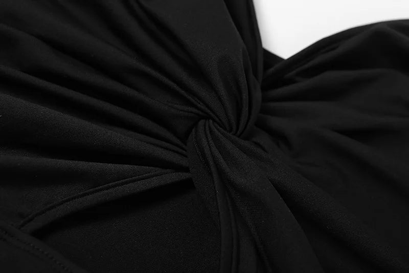 EJVS™  Spaghetti Strap Bodycon Backless Folds Wrap Hip Dress