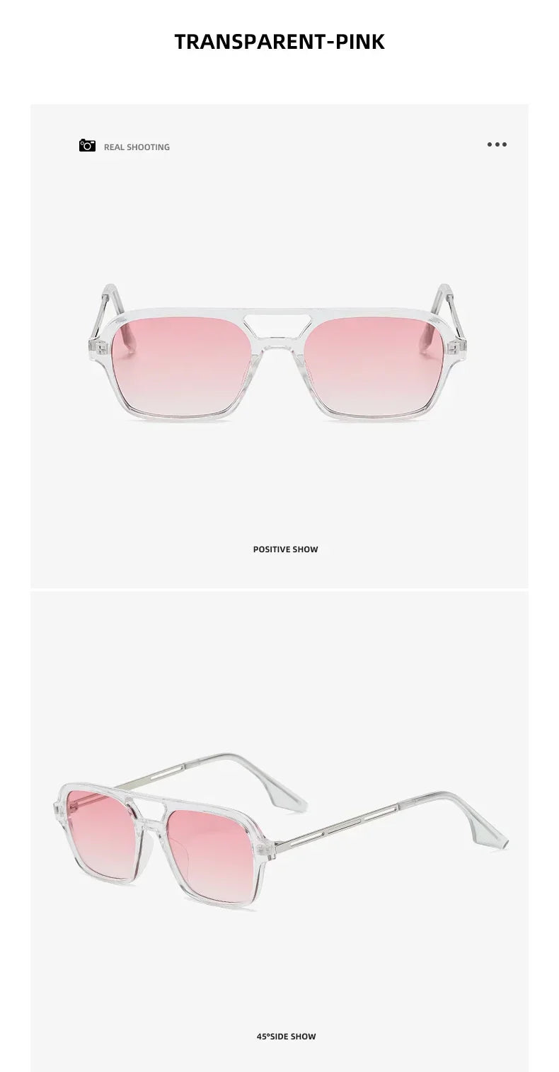 EJVS™  Fashion Vintage Square Sunglasses Woman Brand Retro Small Frame Sun Glasses Female Double Bridges Design Oculos De Sol Feminino