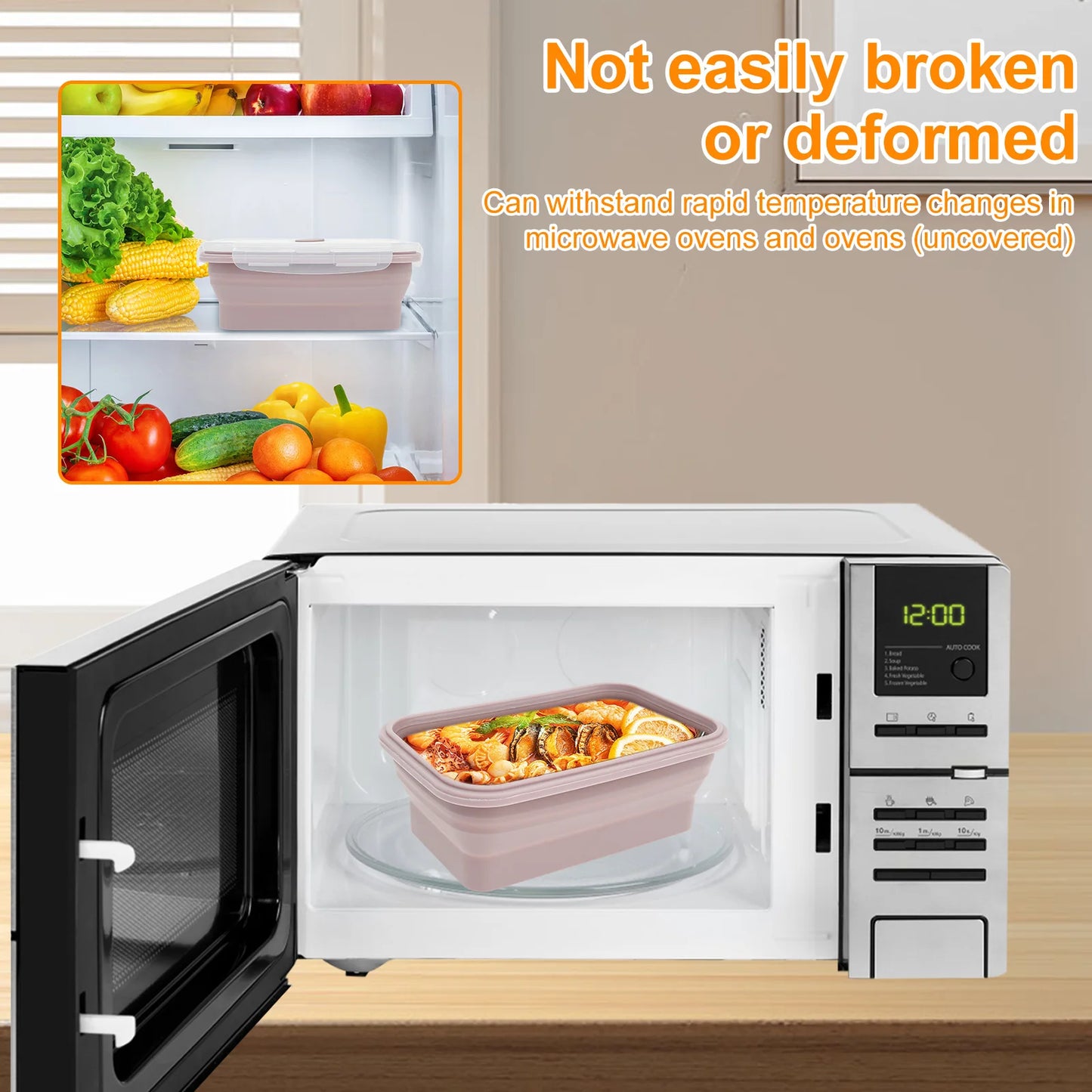 EJVS™ 4-Pack Silicone Food Storage Containers – Microwave & Temperature Resistant
