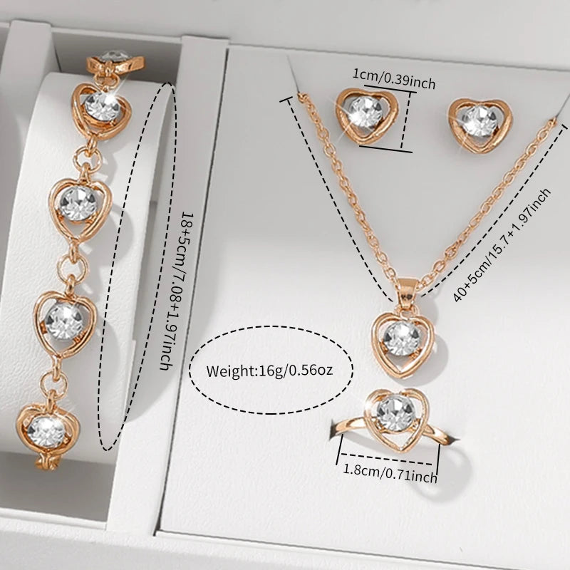 EJVS™  Fashionable Women's Round Dial Leather Strap Quartz Watch + Exquisite Jewelry Set