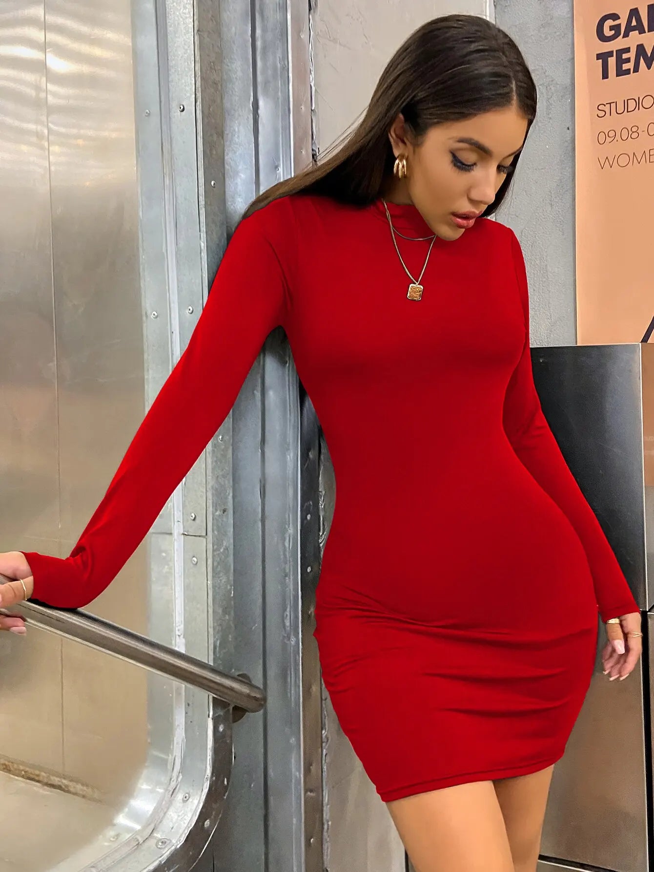 EJVS™  Long Sleeved Slim Bodycon Mini Dress