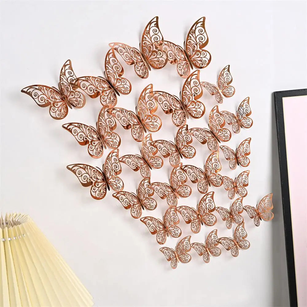 EJVS™ 12-Piece 3D Hollow Butterfly Wall Stickers