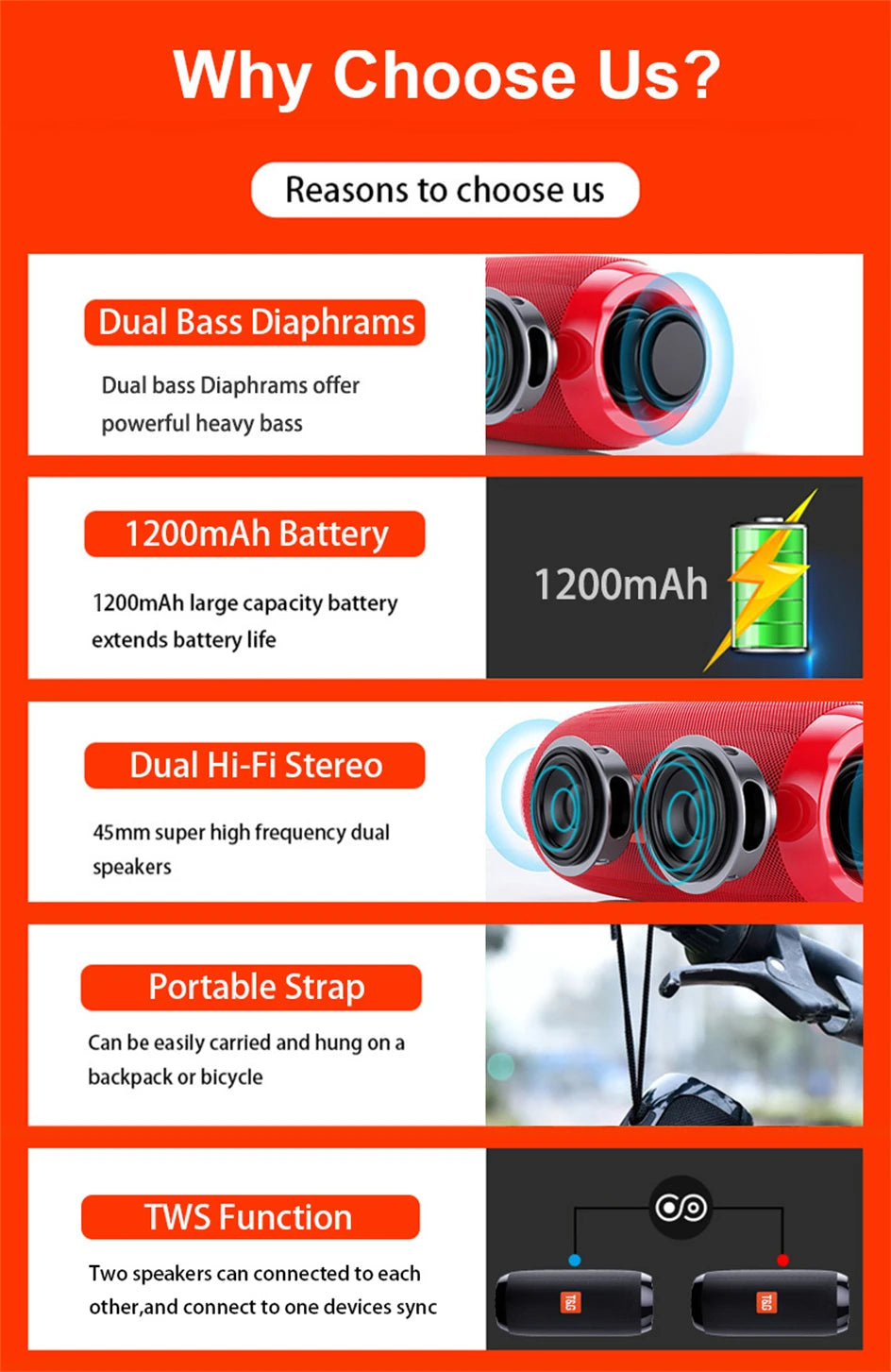EJVS™  Wireless Bluetooth Speaker - FM Radio Subwoofer