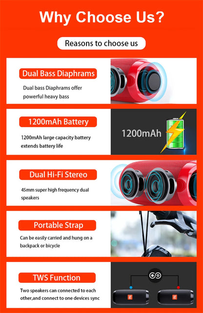 EJVS™  Wireless Bluetooth Speaker - FM Radio Subwoofer