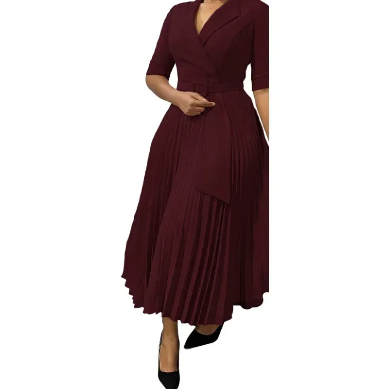 EJVS™  Dashiki Elegant African Pleated Dresses V-Neck Polyester