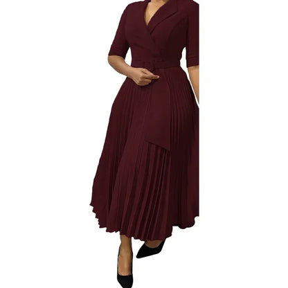 EJVS™  Dashiki Elegant African Pleated Dresses V-Neck Polyester