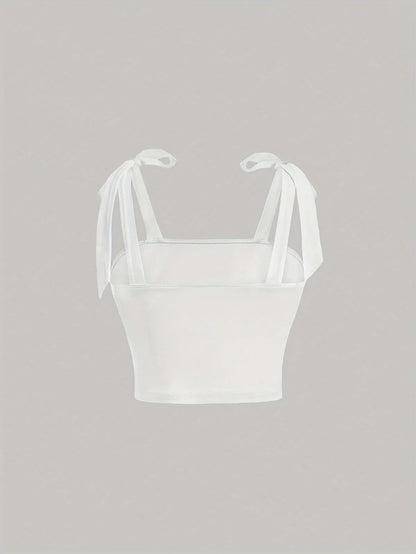 EJVS™ Tie Shoulder Ruched Crop Top
