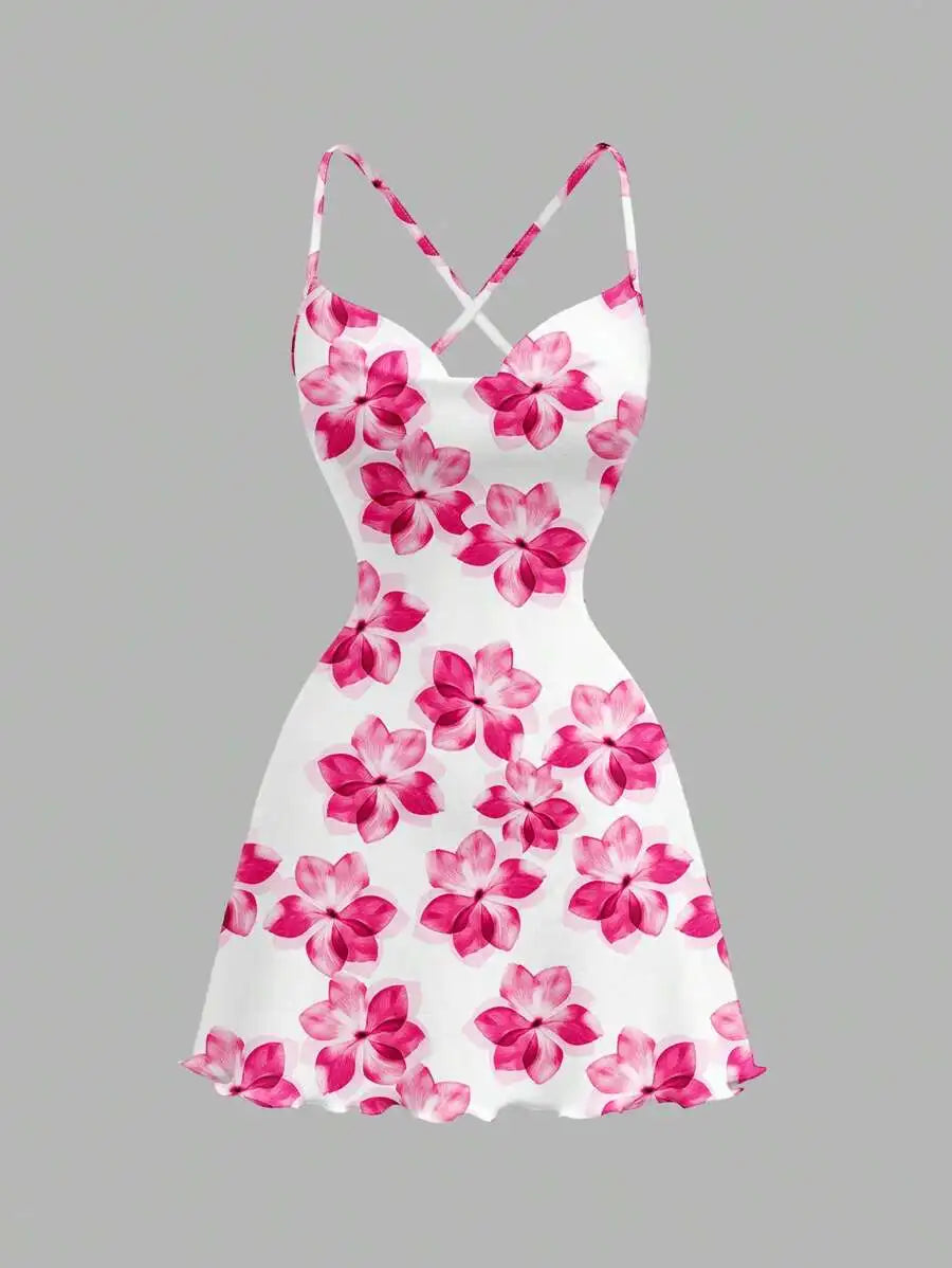 EJVS™  Floral Print Knit Mini Dress