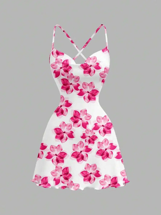 EJVS™  Floral Print Knit Mini Dress
