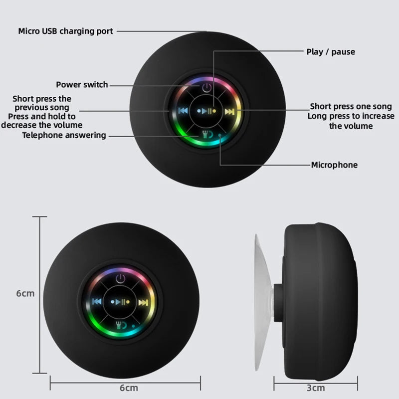 EJVS™  Mini Bluetooth Waterproof Wireless Shower - RGB Lights